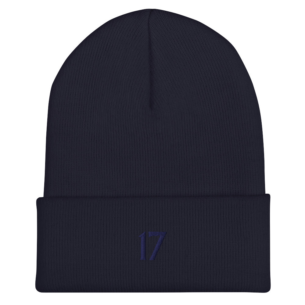 "Deep Blue Thoughts"  Navy on Navy 17 Cuffed Beanie