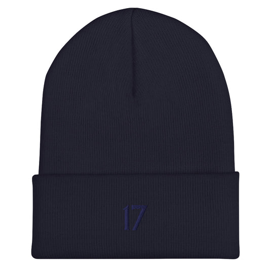 "Deep Blue Thoughts"  Navy on Navy 17 Cuffed Beanie